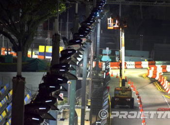 Singapore: projectors used to illuminate the main buildings around the track